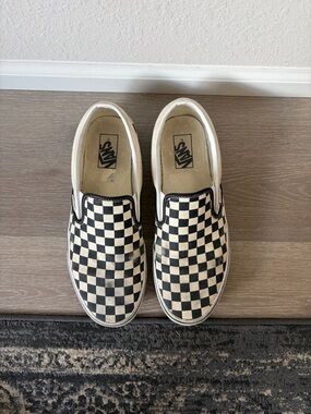 Vans White and Black Classic check board Slip-On Loafers